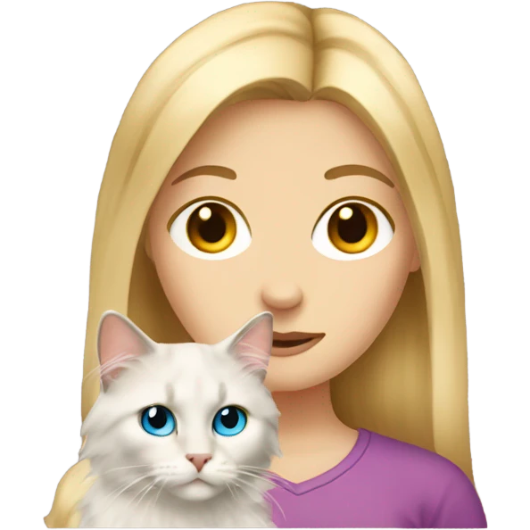 a blonde teenage girl with a ragdoll cat emoji
