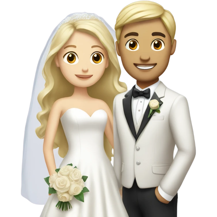 Blonde bride and brunette groom emoji