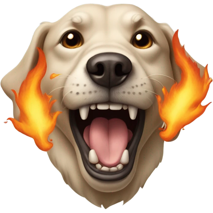 Three headed dog breathing fire emoji