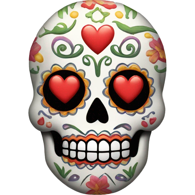 Sugar skull with heart design emoji