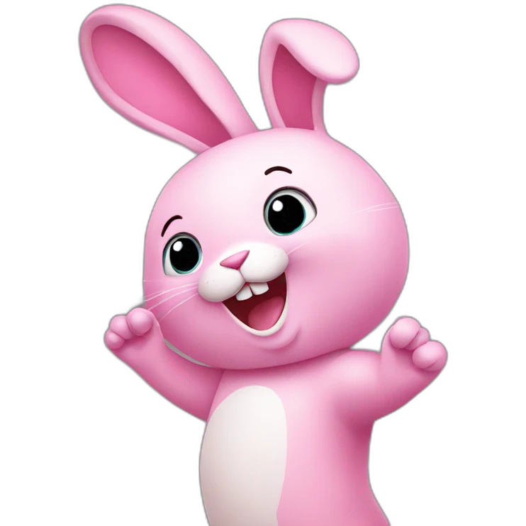 Pink rabbit waving hello  emoji