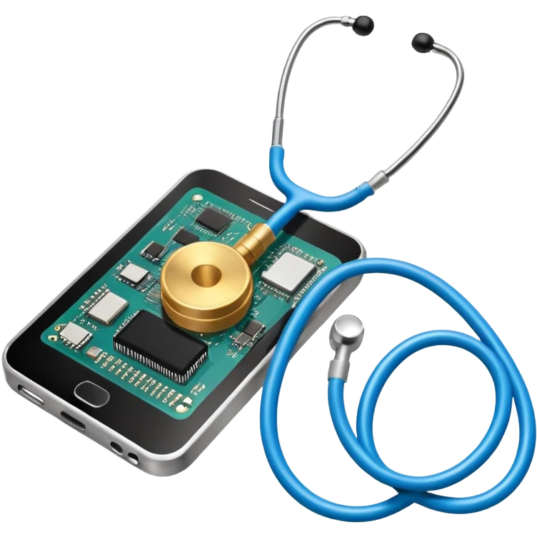 stethoscope wrapped around a microchip, symbolizing digital health emoji
