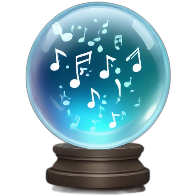 Crystal ball with musical notes emoji