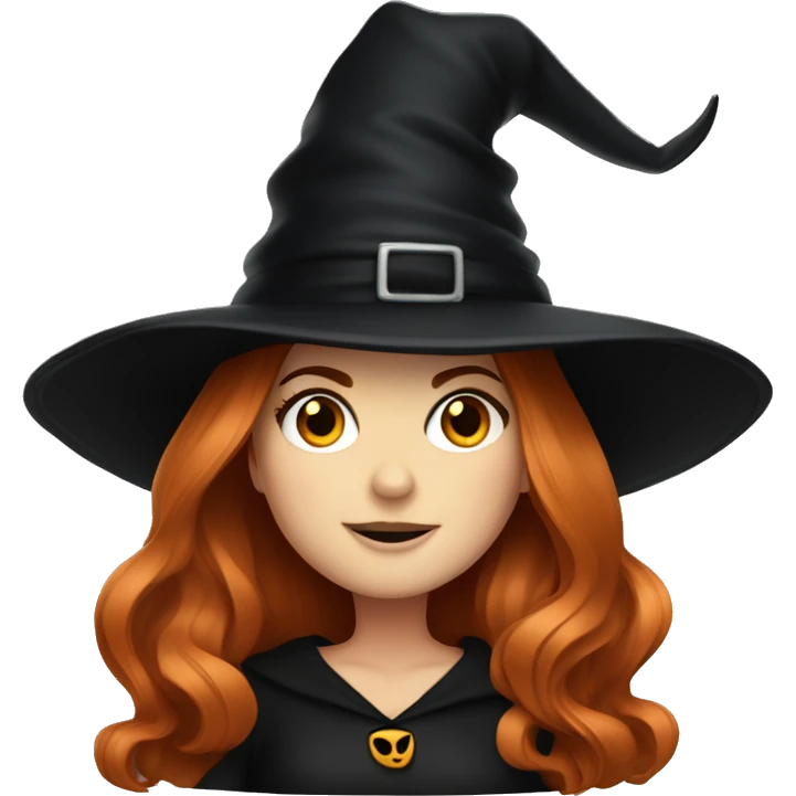 Isla fisher wearing a witch hat wearing black emoji
