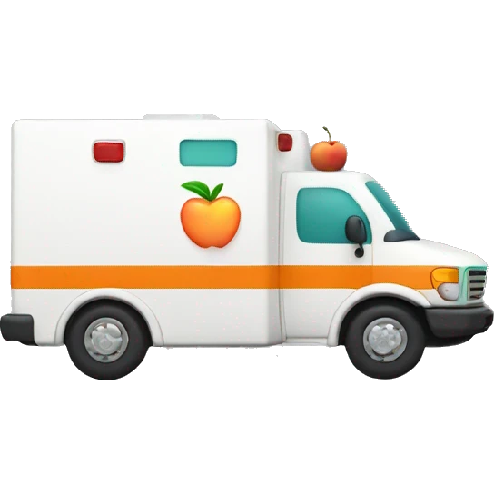 Ambulance with peach on it emoji