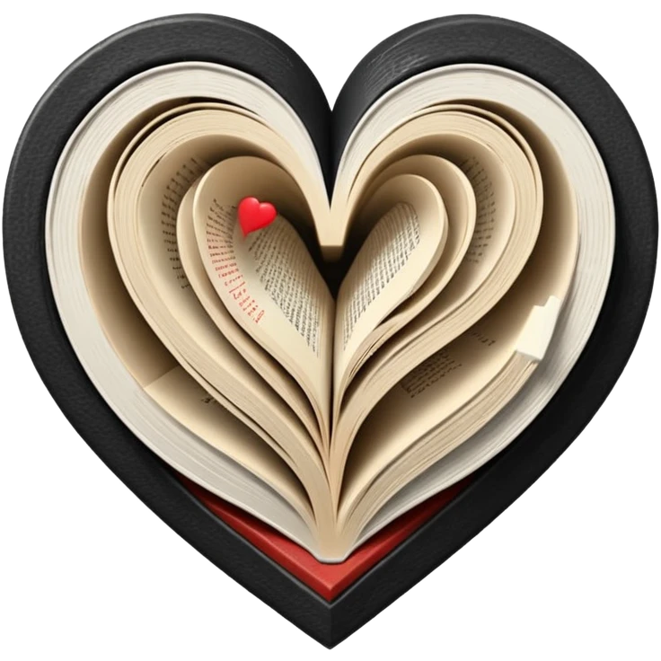  black and white heart + books emoji