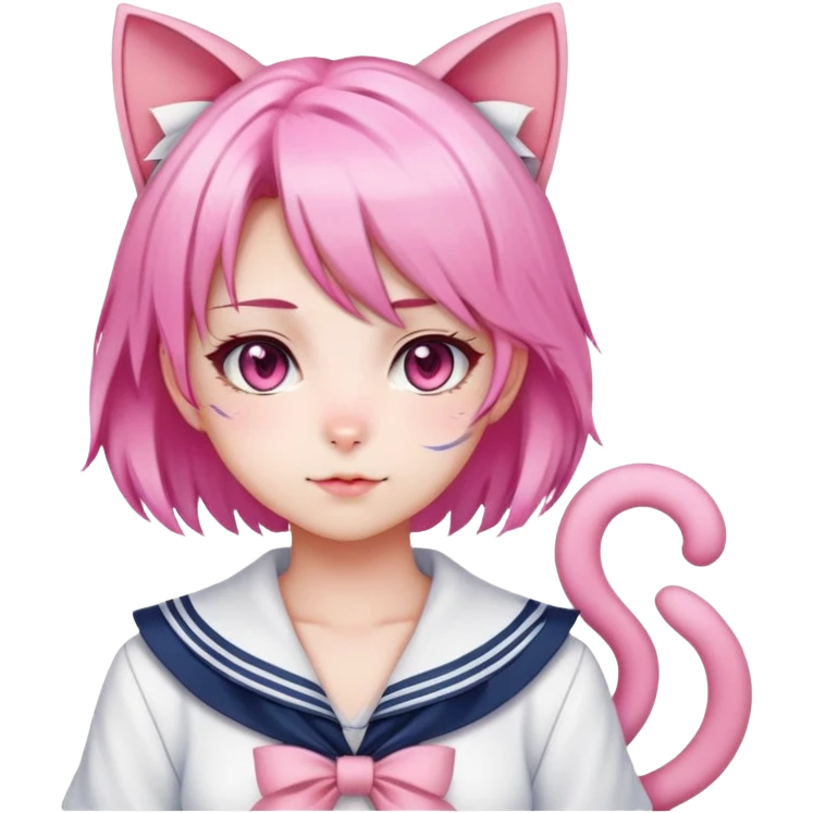 anime cat girl with a sailor outfit and pink hair and cat ears emoji