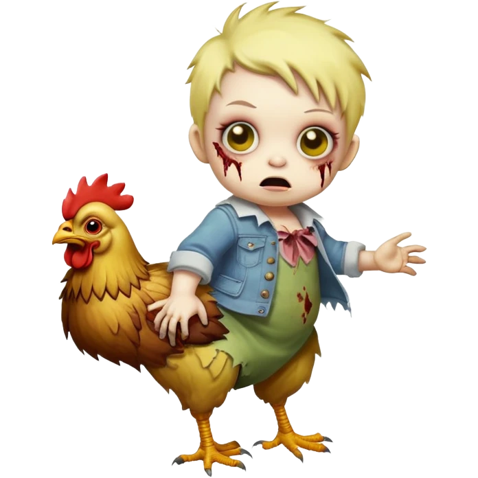 Baby zombie riding chicken emoji
