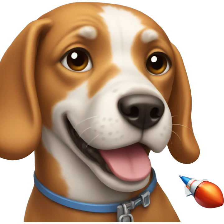 A dog with a rocket emoji