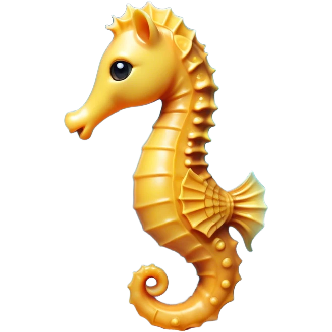 Cinematic Cute Sea Horse Portrait Emoji, Head tilted playfully and inquisitively, featuring a charming, slender form with a delicately curved body and a whimsical, curled tail, accented by round, sparkling eyes full of gentle wonder, Simplified yet irresistibly adorable features, highly detailed, glowing with a warm, inviting aquatic glow, high shine, affectionate and lively, stylized with a touch of enchanting marine charm, soft glowing outline, capturing the essence of a mischievous yet loving sea horse that seems as if it could float out of the screen into your arms! emoji