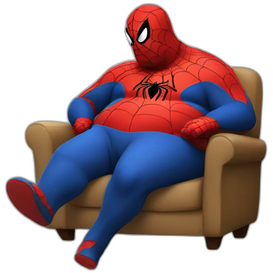 Fat-spiderman-WATCHING TV emoji