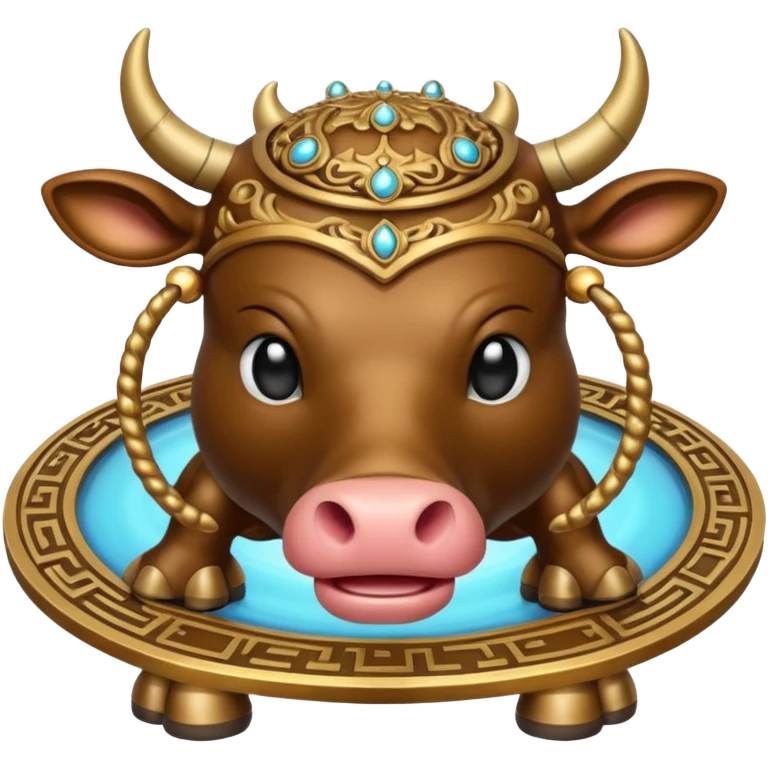 İnek kafalı ayakları olan satürn emoji