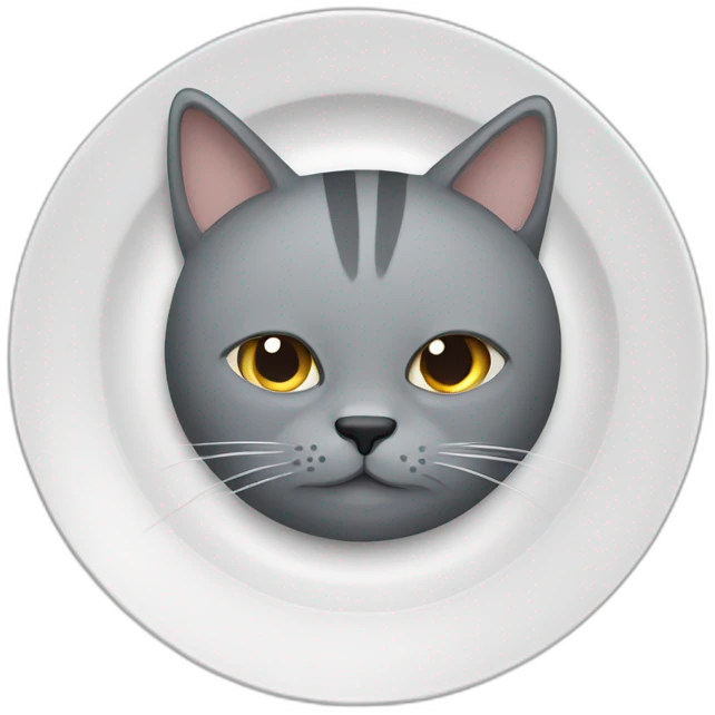 hungry-grey-cat-near-empty-plate emoji