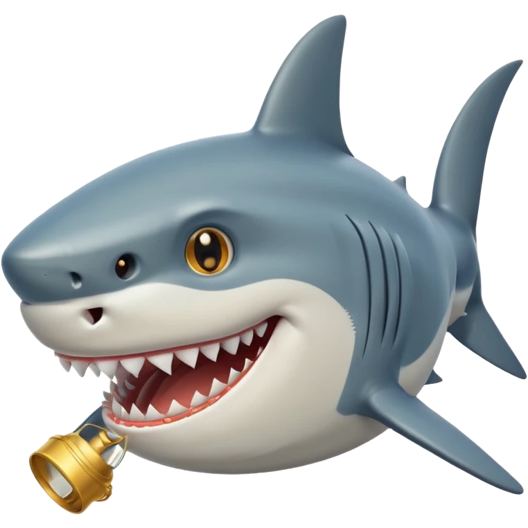 Shark with golden cilinder on his head smiling emoji