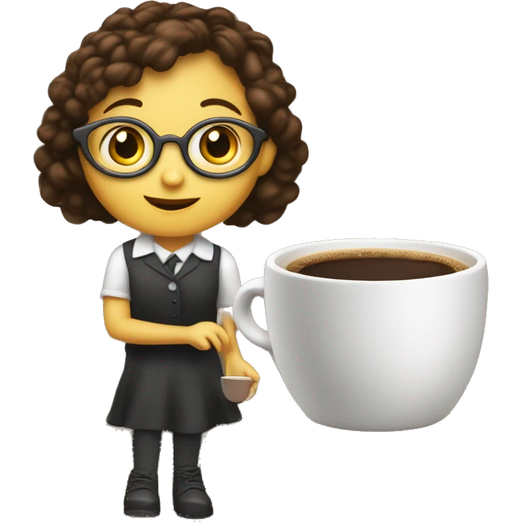 A little girl as high as a coffee cup, pushing a cup of hot coffee onto the stage and saying: my teacher, thank you! emoji
