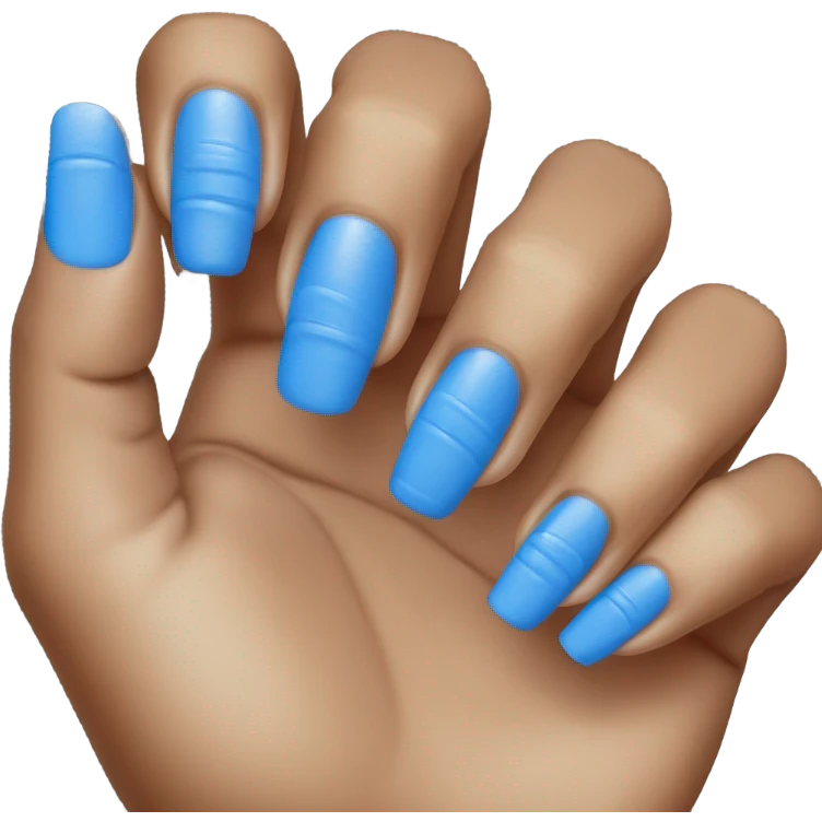 pretty blue acrylic nails 5 fingers emoji