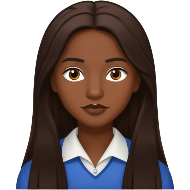 D.Woods of Dainty Kane with long dark brown hair, medium dark skin emoji