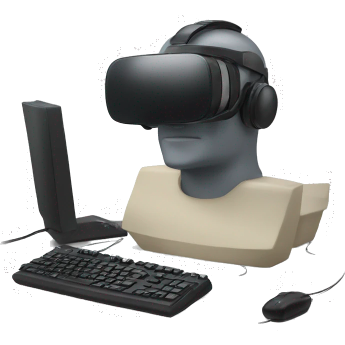 Quest headset next to a computer emoji