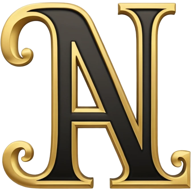 letter N in black and gold emoji