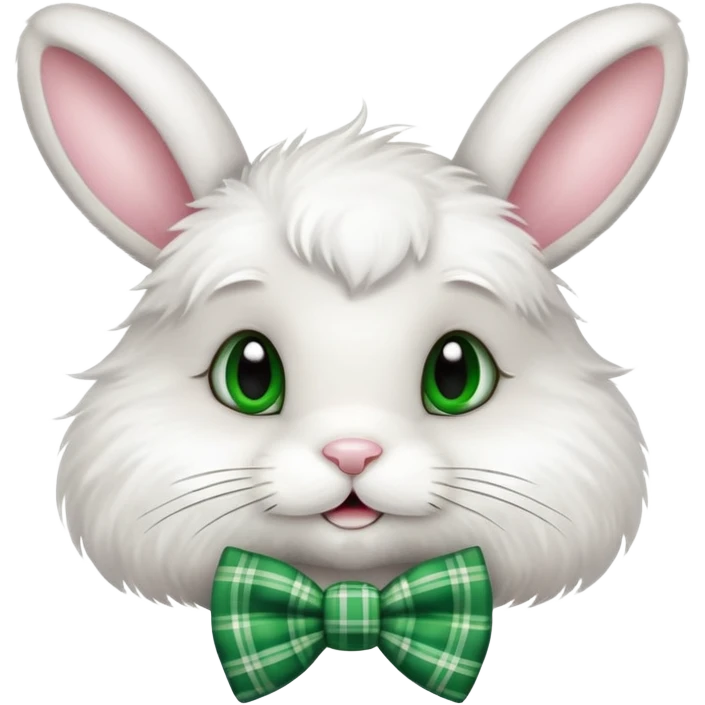 cute Easter bunny with a green plaid bow tie emoji