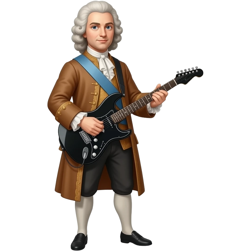 Antonio Vivaldi with black metal electric guitar full body emoji