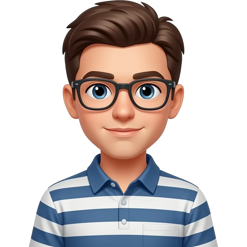 teen boy with stripes and wear glasses emoji