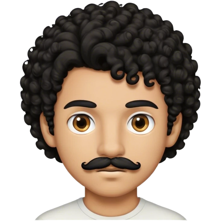 boy with light brown skin tone and black curly hair along with a moustache and an eyebrow slit emoji