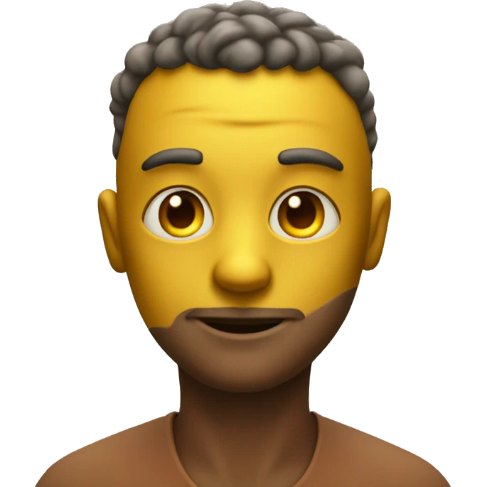 A yellow relaxed emoji face with reddish eyes. And with mesh dust clouds around him emoji