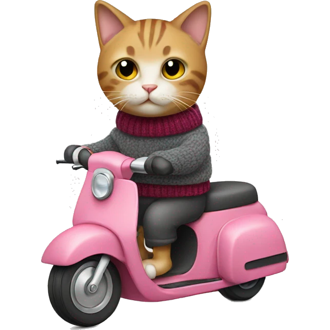Cat with a sweater on a scooter emoji