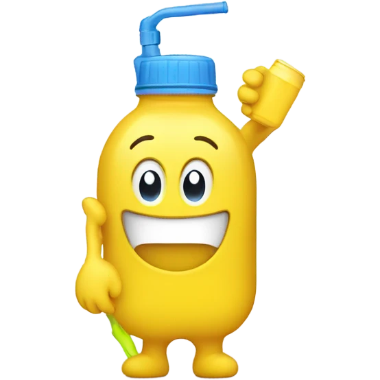 yellow emoji with a water bottle emoji