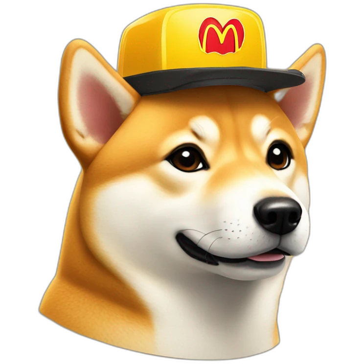 Shiba Inu with a mcdonalds hat emoji