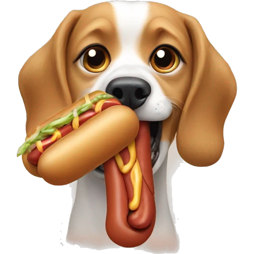 Dog sucking a hotdog emoji