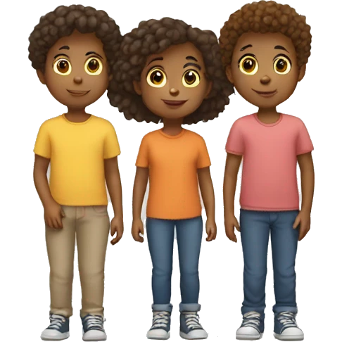 5 standing kids in a line emoji