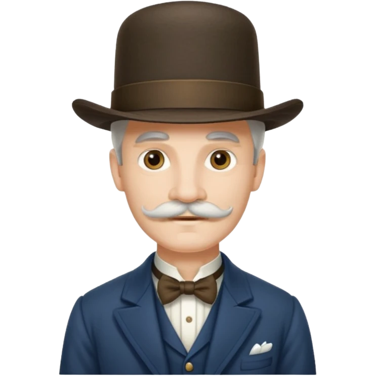 longer white moustachhe and typical 1900 elegant clothes and hat emoji