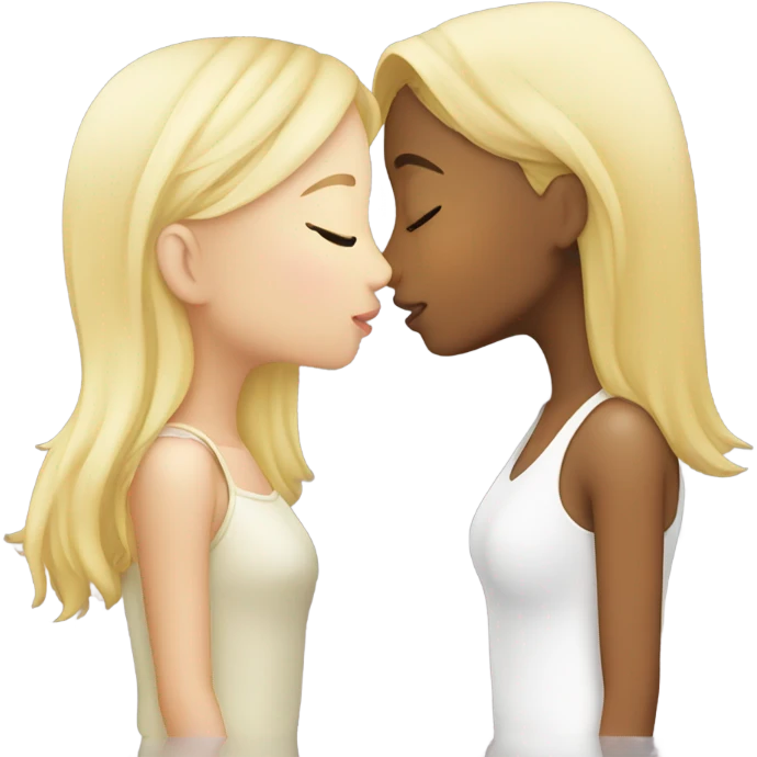 Asian girl kissing blonde girl emoji