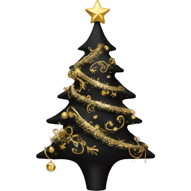 black christmas tree with gold ornaments  emoji