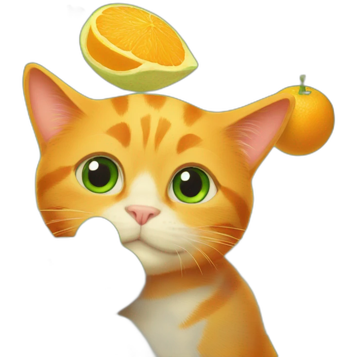 orange cat with one green frog friend emoji