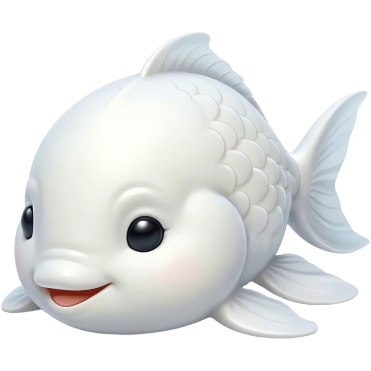 Meme-Worthy Cute Sleeping White Goldfish Portrait Emoji, Head resting peacefully with a contented smile, showcasing a streamlined, graceful body and a luxuriously soft pure white hue, eyes closed in a serene, floating nap, Simplified yet hilariously adorable features, highly detailed, glowing with a soft, drowsy light, high shine, relaxed and utterly lovable, stylized with an air of playful laziness, bright and heartwarming, soft glowing outline, capturing the essence of a comically sleepy goldfish, so meme-worthy it feels like it could instantly become the next viral sensation of adorable slumber! emoji