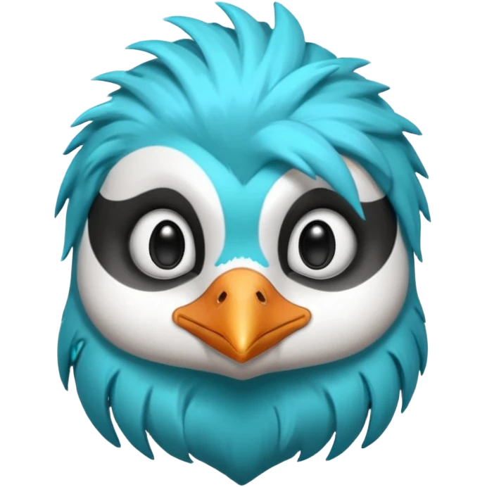 penguin head with turquoise hair emoji