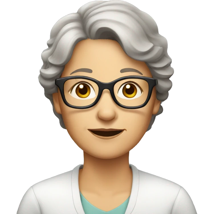 Old female with brown hair and glasses emoji