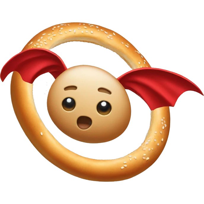 flying bagel with a red cape emoji