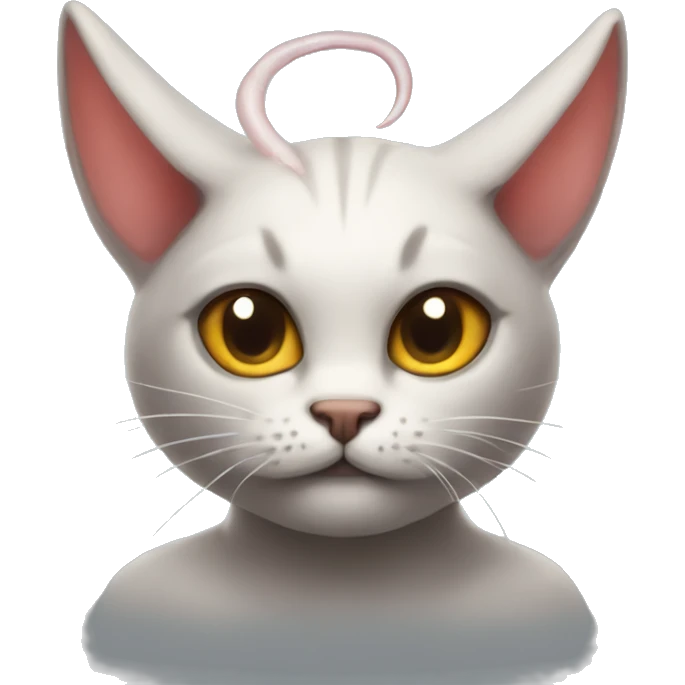 a cat with horns like a devil kisses a beautiful angel emoji