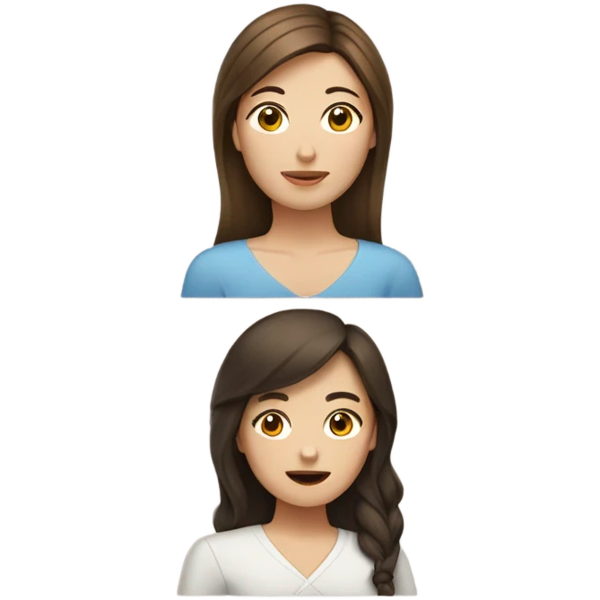 1 brunette Chinese woman with long hair, 1 Armenian woman with brown hair, 1 white woman with brown hair  emoji