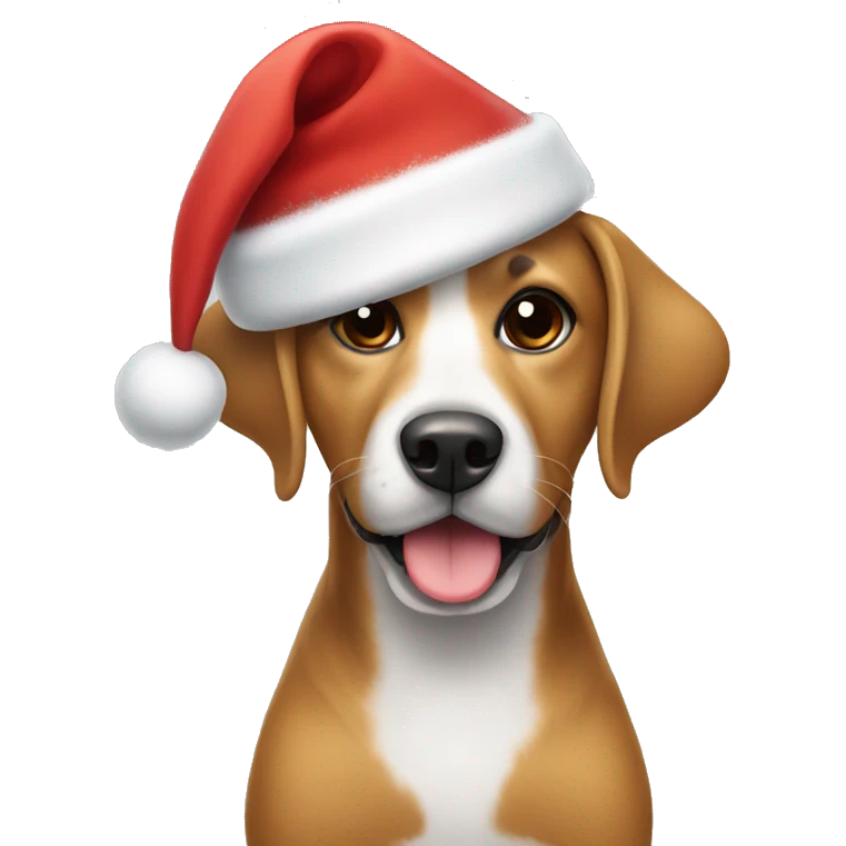Dog wear a Christmas Hat emoji