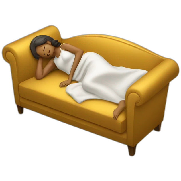woman sleeping on a golden couch emoji
