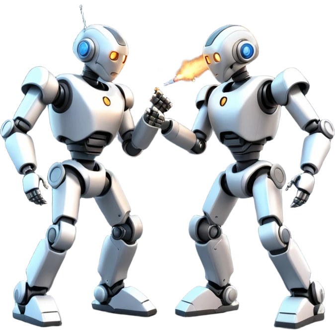 robotic fight between two futuristic robots  emoji