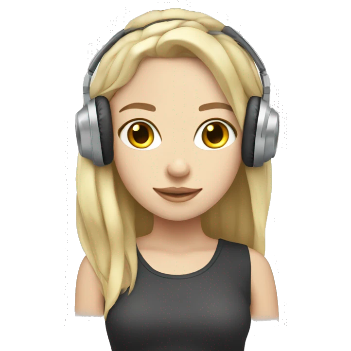 brunette girl with white skin and headphones, blonde girl with white skin and headphones   emoji