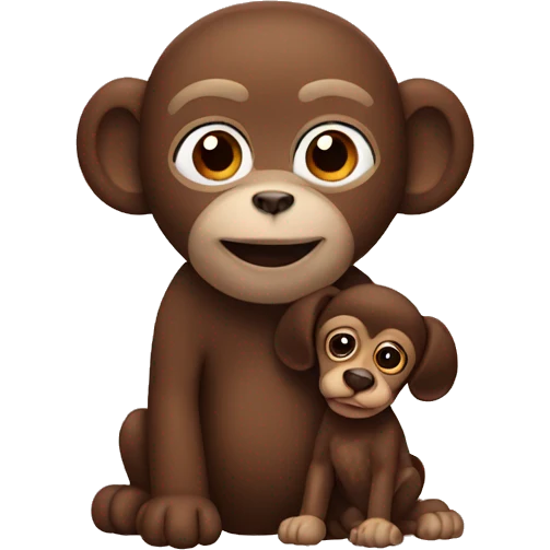 A monkey with a Brown poodle in his arms emoji