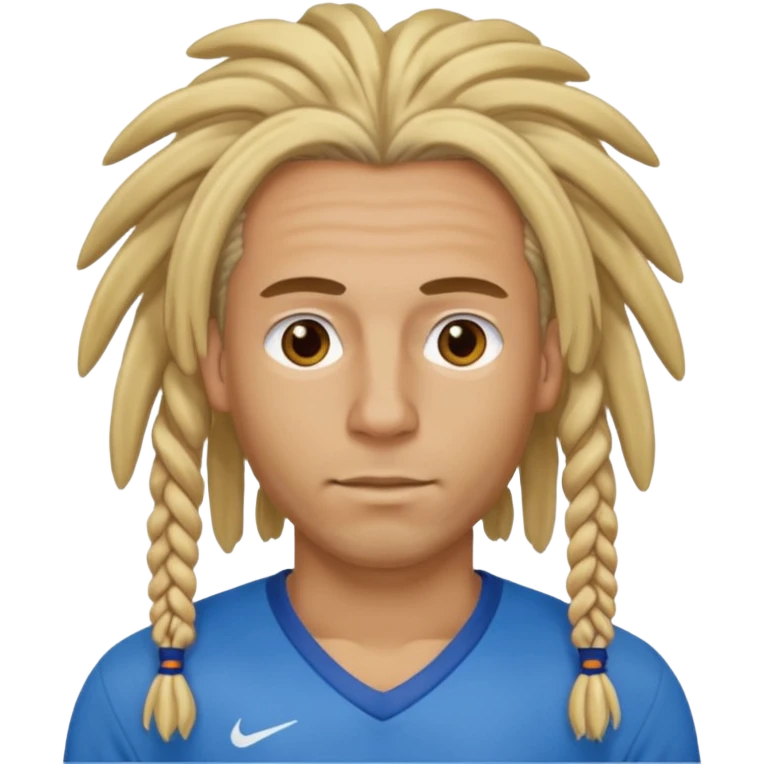 blonde dreadlocks man with blue jersey emoji
