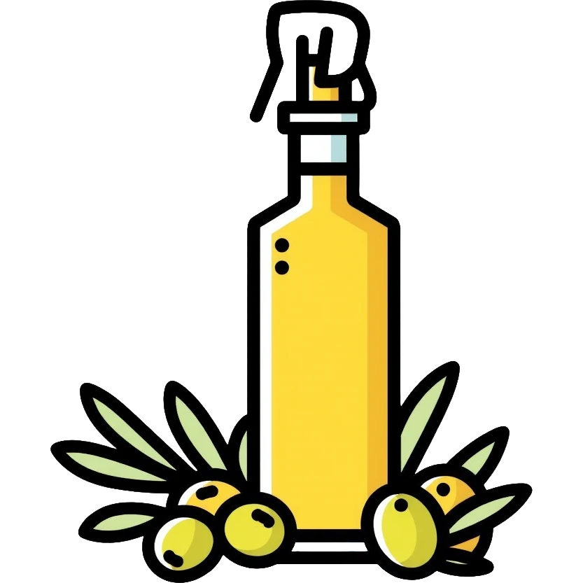 Olive oil bottle with olives beside it emoji